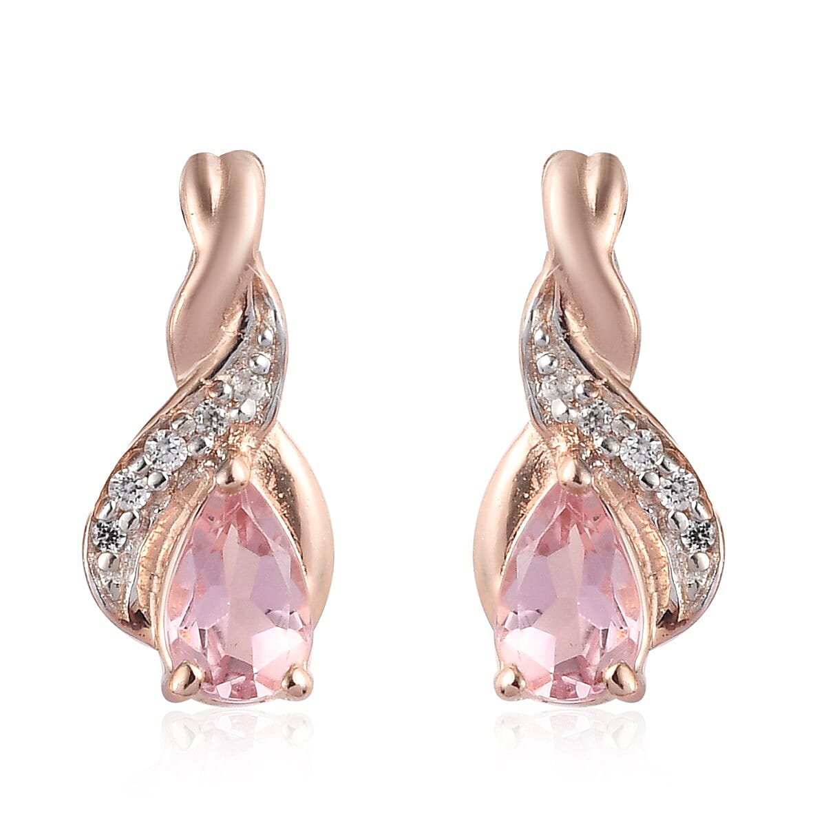 Morro Redondo Pink Tourmaline and Zircon Earrings in Vermeil Rose Gold Over Sterling Silver 0.80 ctw
