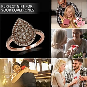 Natural Champagne Diamond 1.00 ctw Ring in Rhodium and Vermeil RG Over Sterling Silver,Cocktail Cluster Rings For Women (Size 7.0)