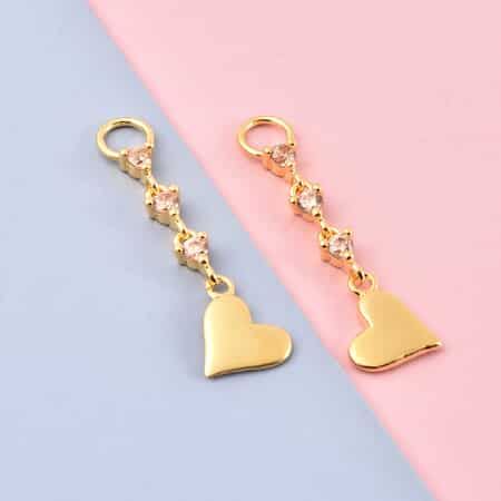 Simulated Champagne Diamond Interchangeable Earring Heart Charms in 14K Yellow Gold Over Sterling Silver 0.25 ctw image number 1