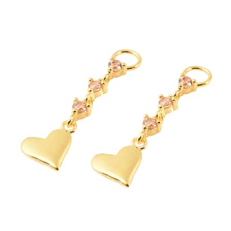 Simulated Champagne Diamond Interchangeable Earring Heart Charms in 14K Yellow Gold Over Sterling Silver 0.25 ctw image number 3