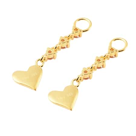 Simulated Champagne Diamond Interchangeable Earring Heart Charms in 14K Yellow Gold Over Sterling Silver 0.25 ctw image number 4