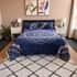 Homesmart Navy Blue Floral Print Pattern Flannel and Sherpa Comforter and Pillow Cover image number 1