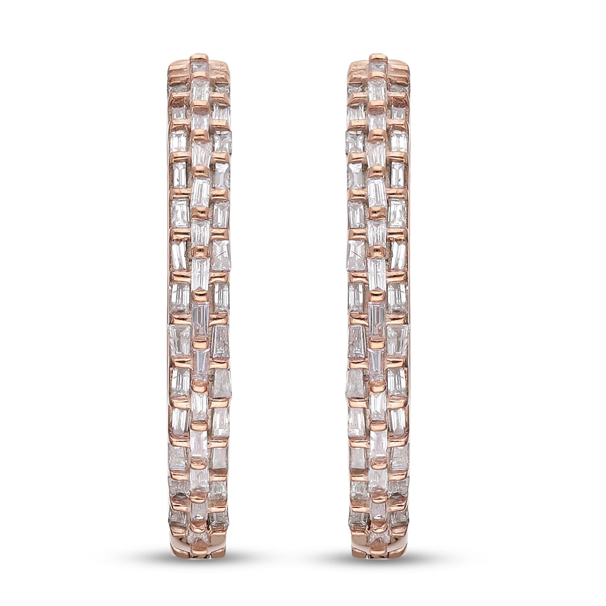 Natural Pink Diamond I3 Hoop Earrings in Vermeil Rose Gold Over Sterling Silver 0.50 ctw image number 0