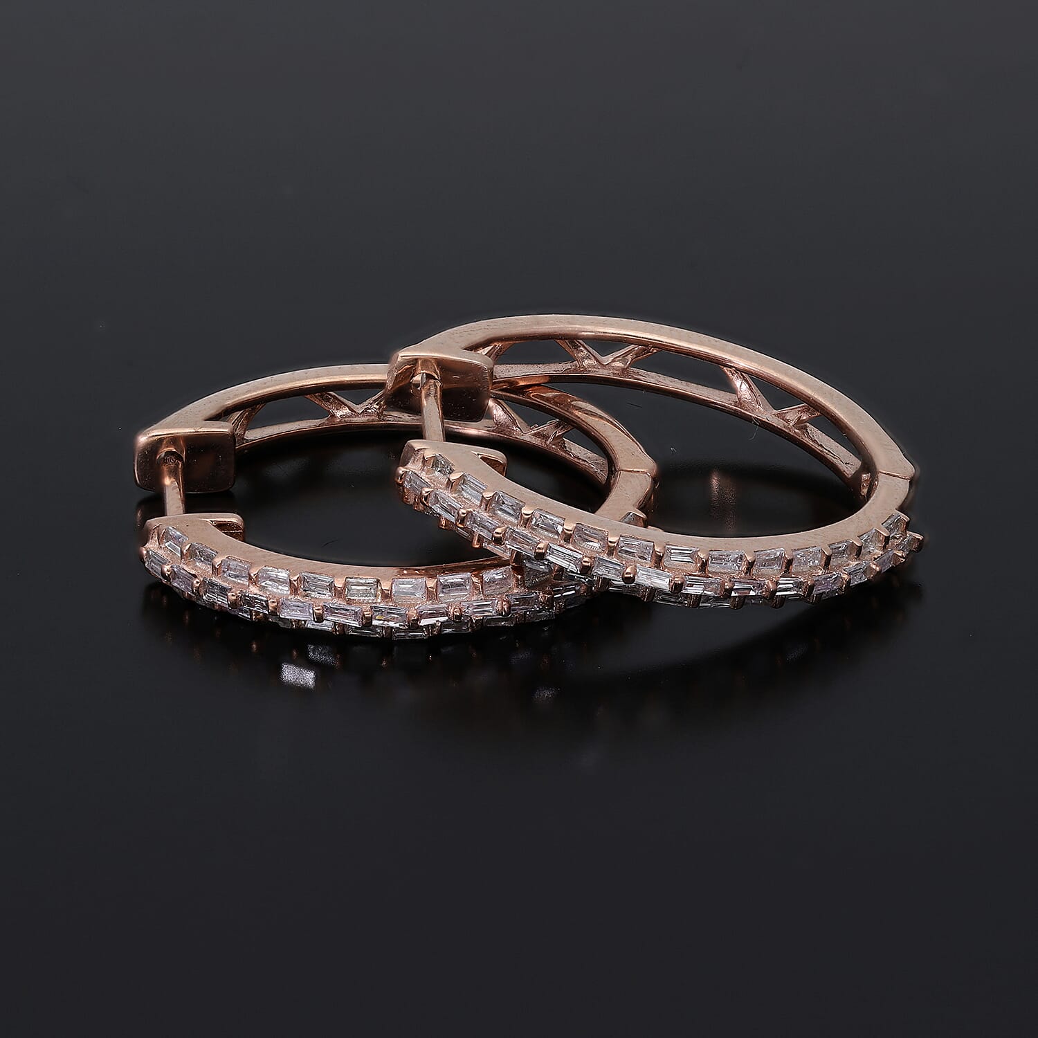 Natural Pink Diamond I3 Hoop Earrings in Vermeil Rose Gold Over Sterling Silver 0.50 ctw