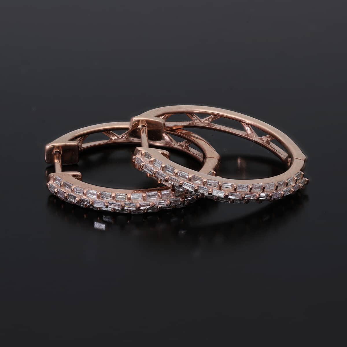 Natural Pink Diamond I3 Hoop Earrings in Vermeil Rose Gold Over Sterling Silver 0.50 ctw image number 1