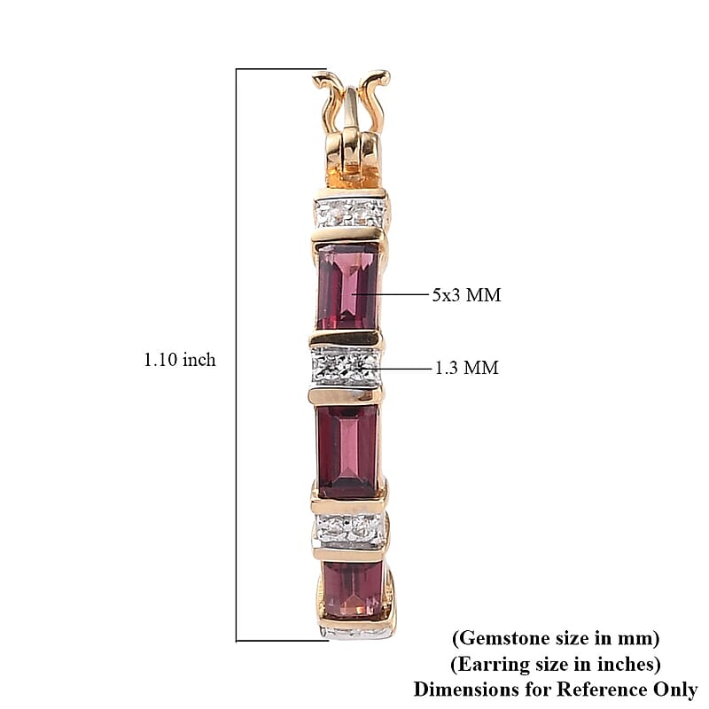 Orissa Rose Garnet and Zircon Inside Out Hoop Earrings in Vermeil Yellow Gold Over Sterling Silver 2.40 ctw