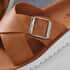 JOVIE Cognac Faux Leather Cross Strap Slip-on Sandal - US Size 4-4.5 (Euro 35) image number 5