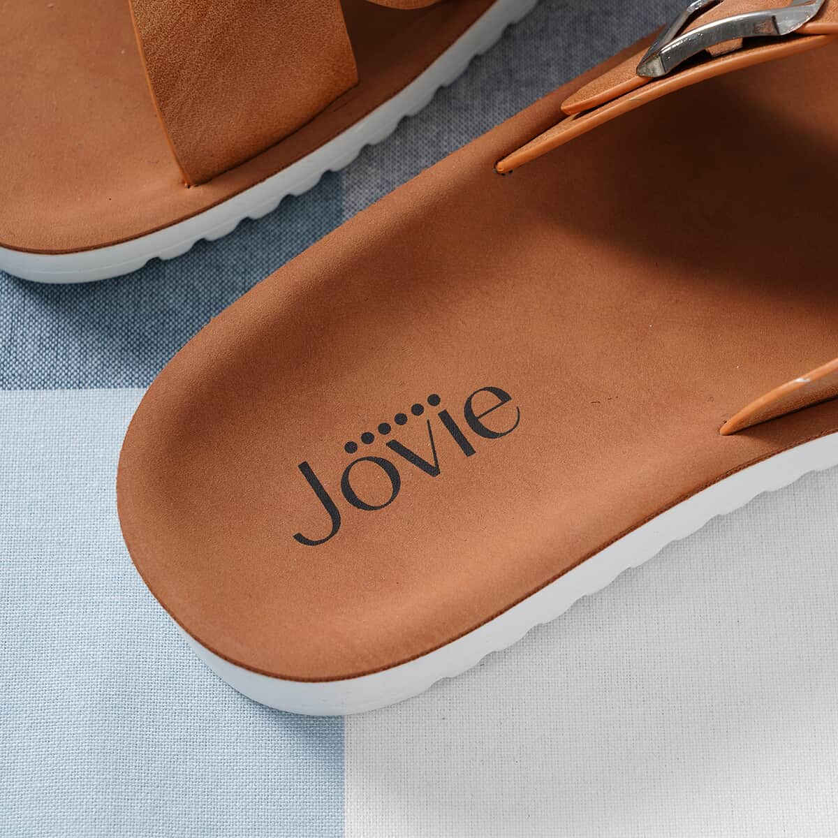 JOVIE Cognac Faux Leather Cross Strap Slip-on Sandal - US Size 4-4.5 (Euro 35) image number 6
