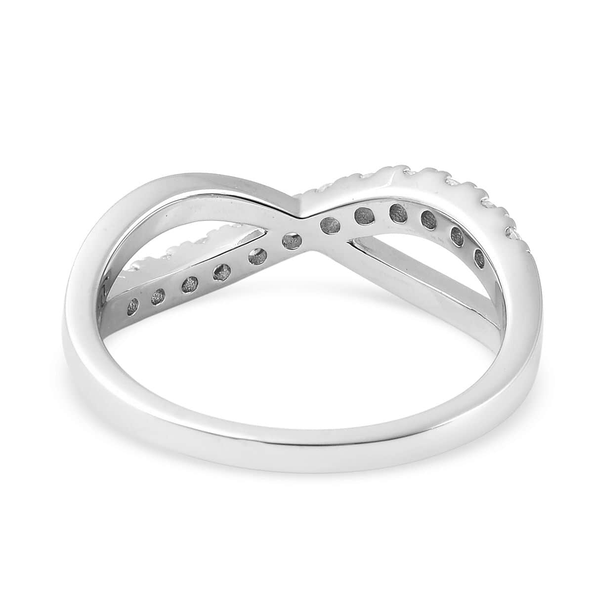 Moissanite Infinity Ring in Rhodium Over Sterling Silver (Size 10.0) 0.40 ctw image number 4