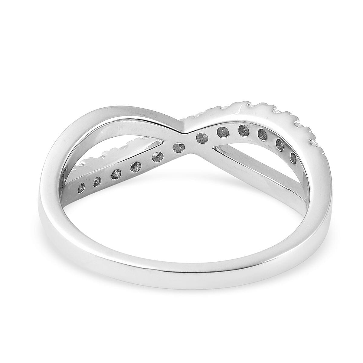 Moissanite Infinity Ring in Rhodium Over Sterling Silver (Size 7.0) 0.40 ctw