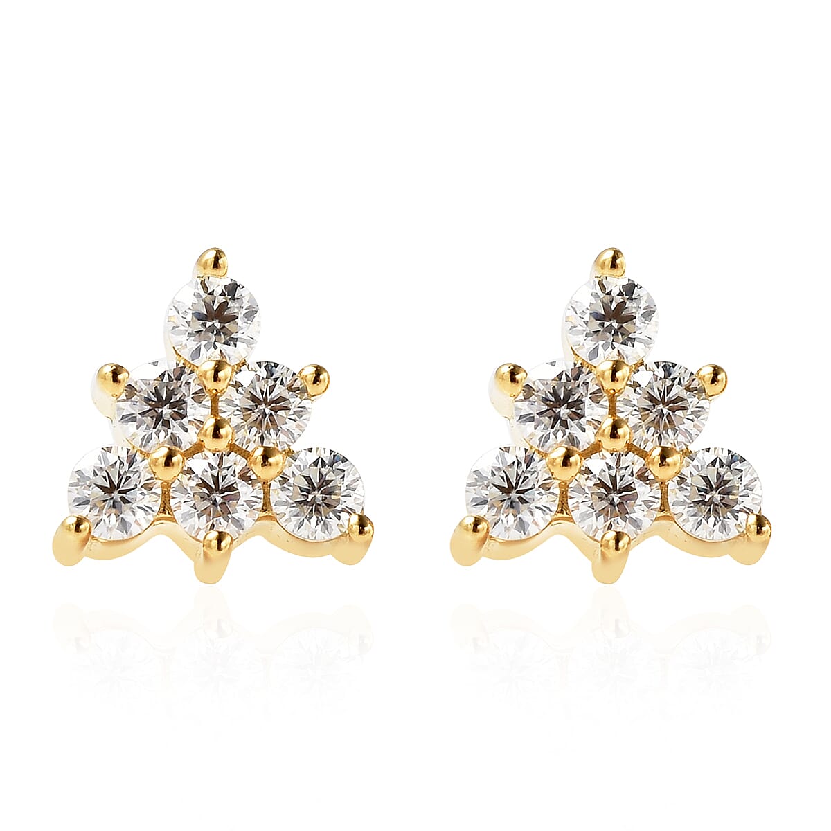 Moissanite VS EF Trinity Inspired Stud Earrings in Vermeil Yellow Gold Over Sterling Silver 0.40 ctw