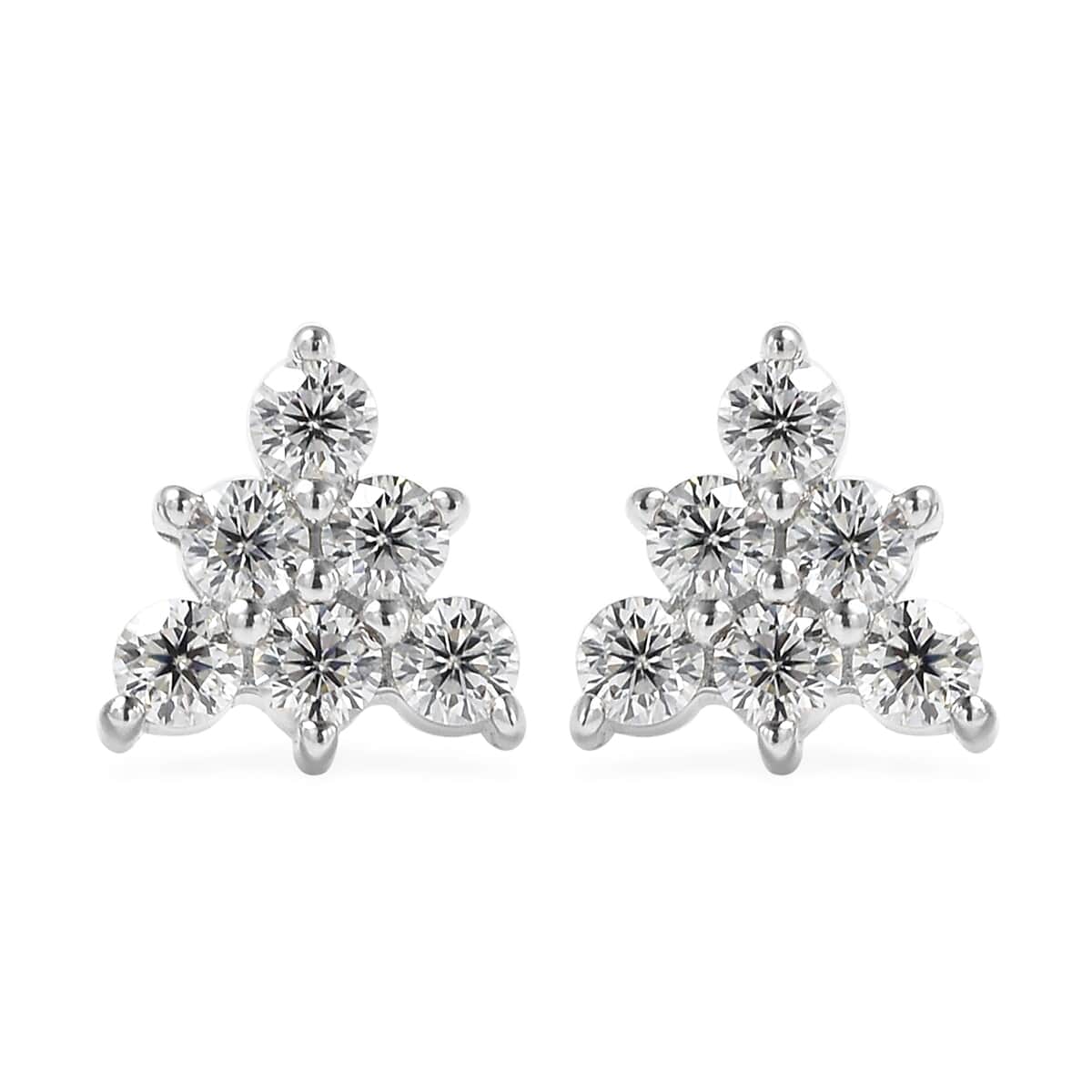 Moissanite Trinity Inspired Stud Earrings in Rhodium Over Sterling Silver 0.35 ctw image number 0