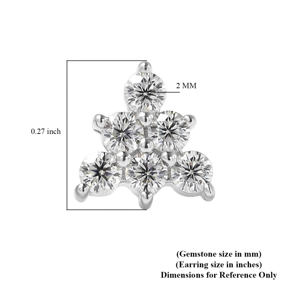 Moissanite Trinity Inspired Stud Earrings in Rhodium Over Sterling Silver 0.35 ctw image number 4