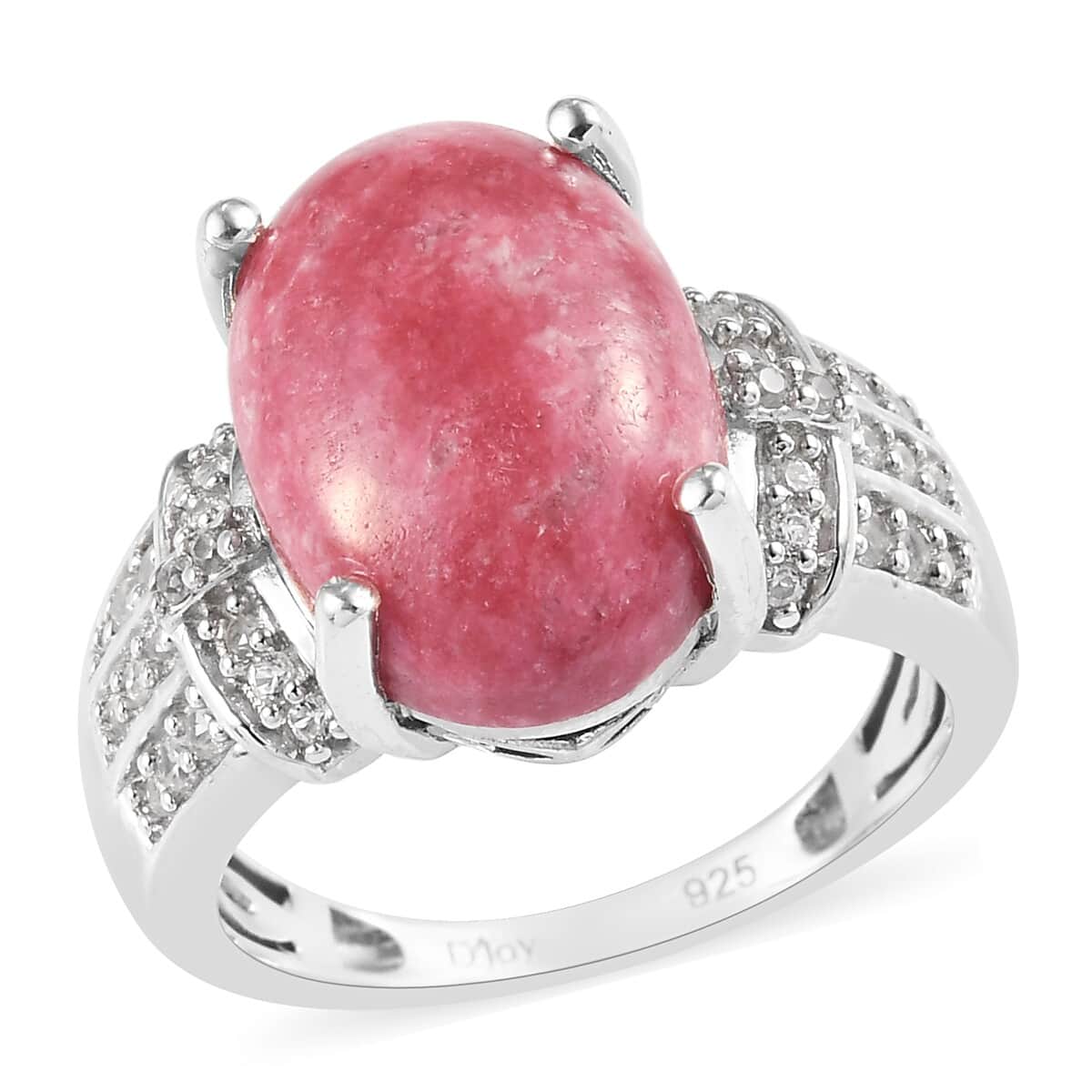 Norwegian Thulite and Zircon Ring in Platinum Over Sterling Silver (Size 7.0) 6.70 ctw image number 0