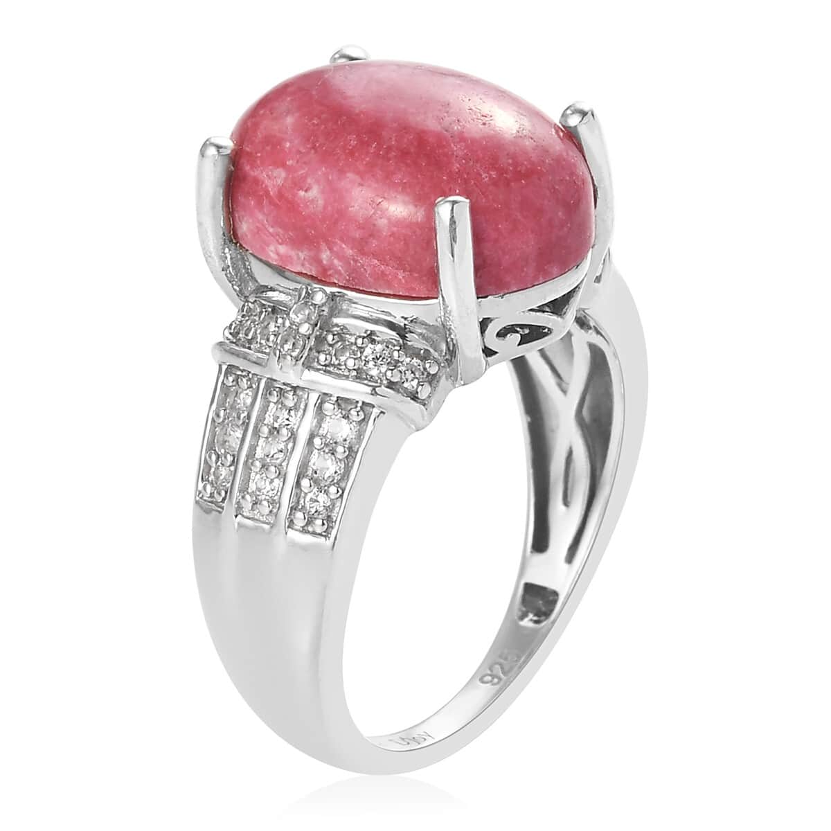 Norwegian Thulite and Zircon Ring in Platinum Over Sterling Silver (Size 7.0) 6.70 ctw image number 3