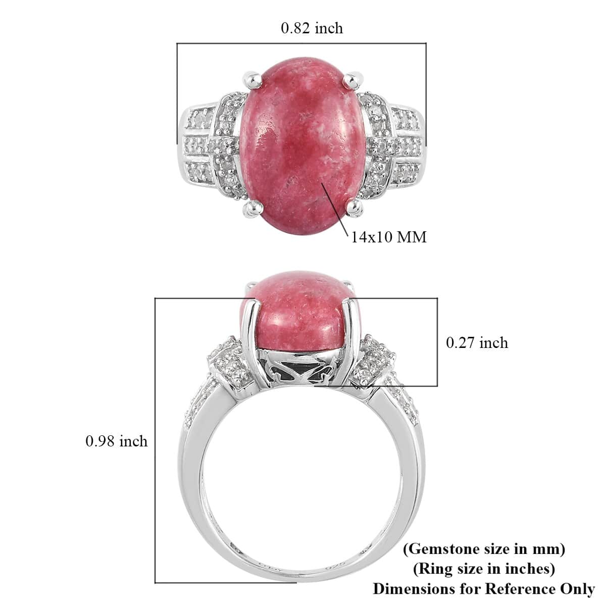 Norwegian Thulite and Zircon Ring in Platinum Over Sterling Silver (Size 7.0) 6.70 ctw image number 5