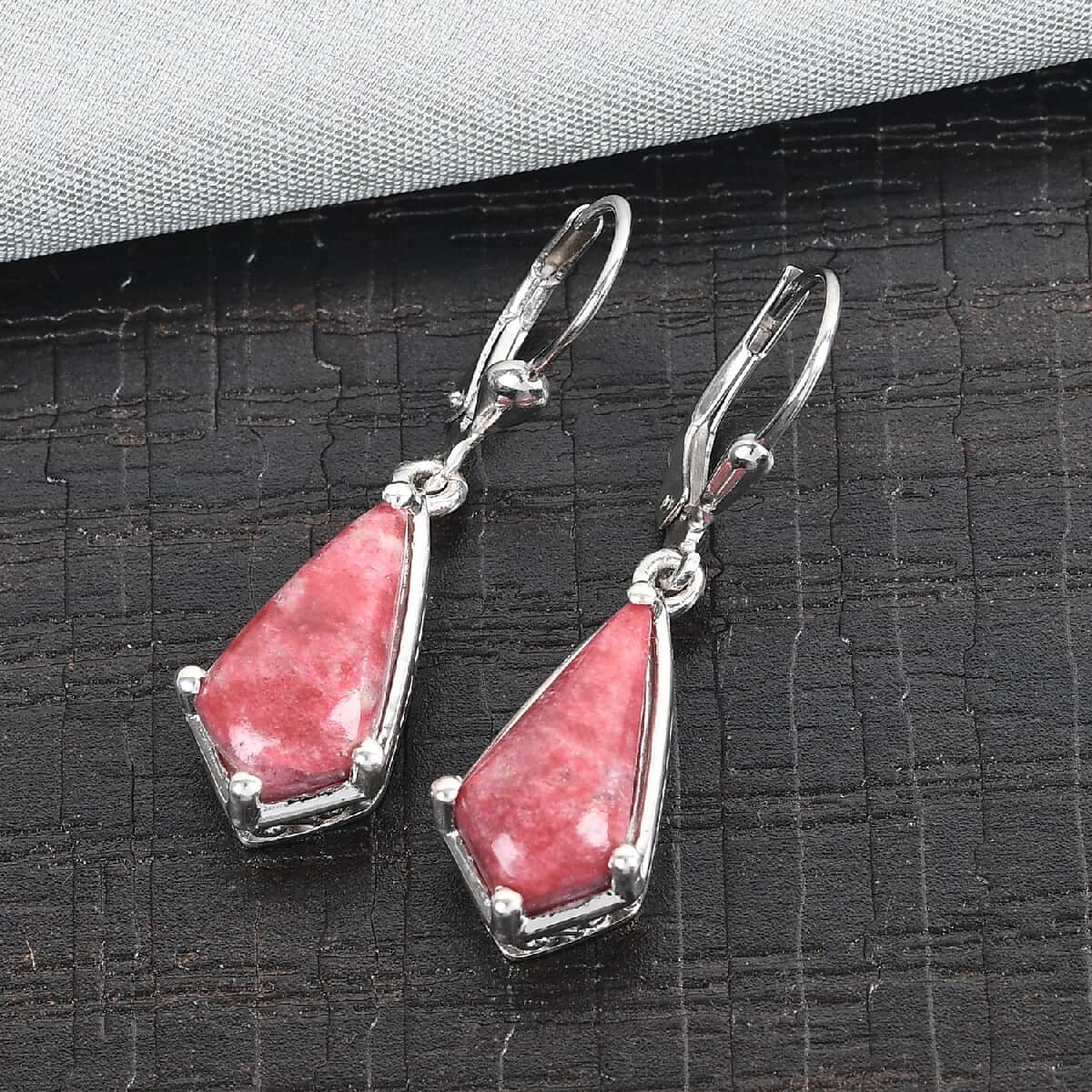 Norwegian Thulite Earrings in Platinum Over Sterling Silver 9.60 ctw image number 1