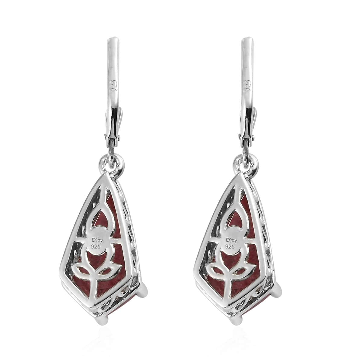 Norwegian Thulite Earrings in Platinum Over Sterling Silver 9.60 ctw image number 3