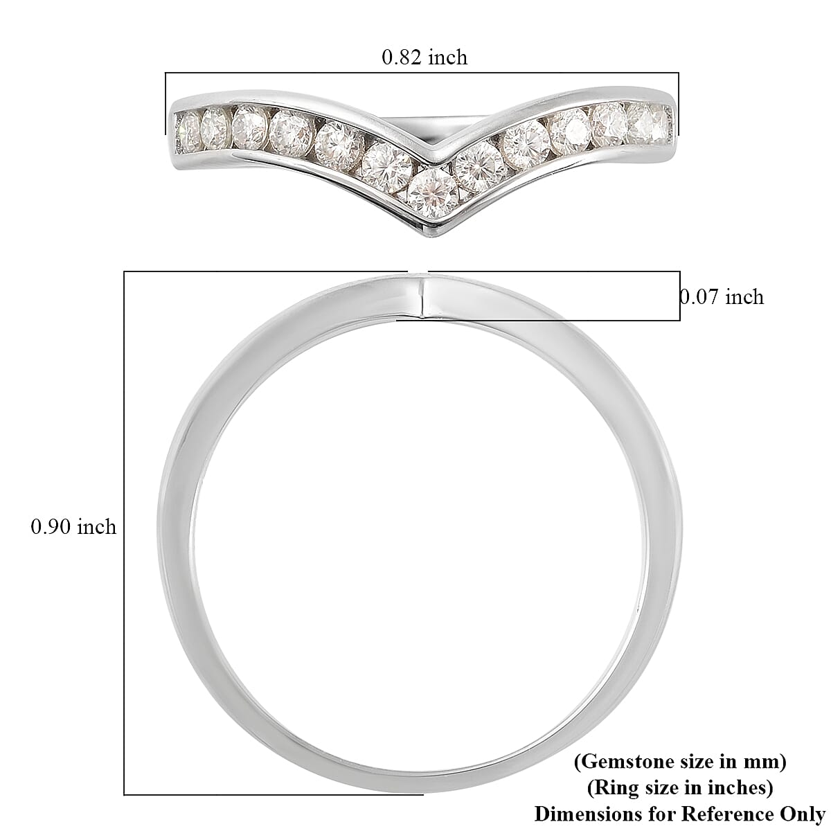 White Moissanite Wishbone Ring in Rhodium Over Sterling Silver (Size 8.0) 0.40 ctw image number 5