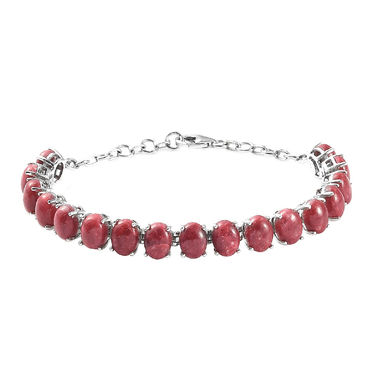 Norwegian Thulite Bracelet in Platinum Over Sterling Silver (7.25 In) 8.75 Grams 25.75 ctw