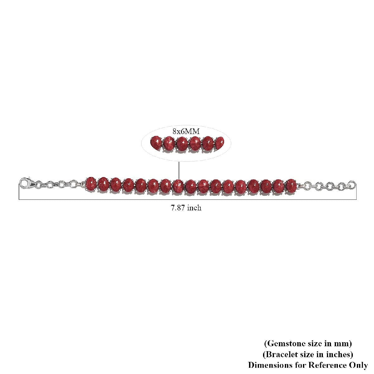 Norwegian Thulite Bracelet in Platinum Over Sterling Silver (7.25 In) 8.75 Grams 25.75 ctw