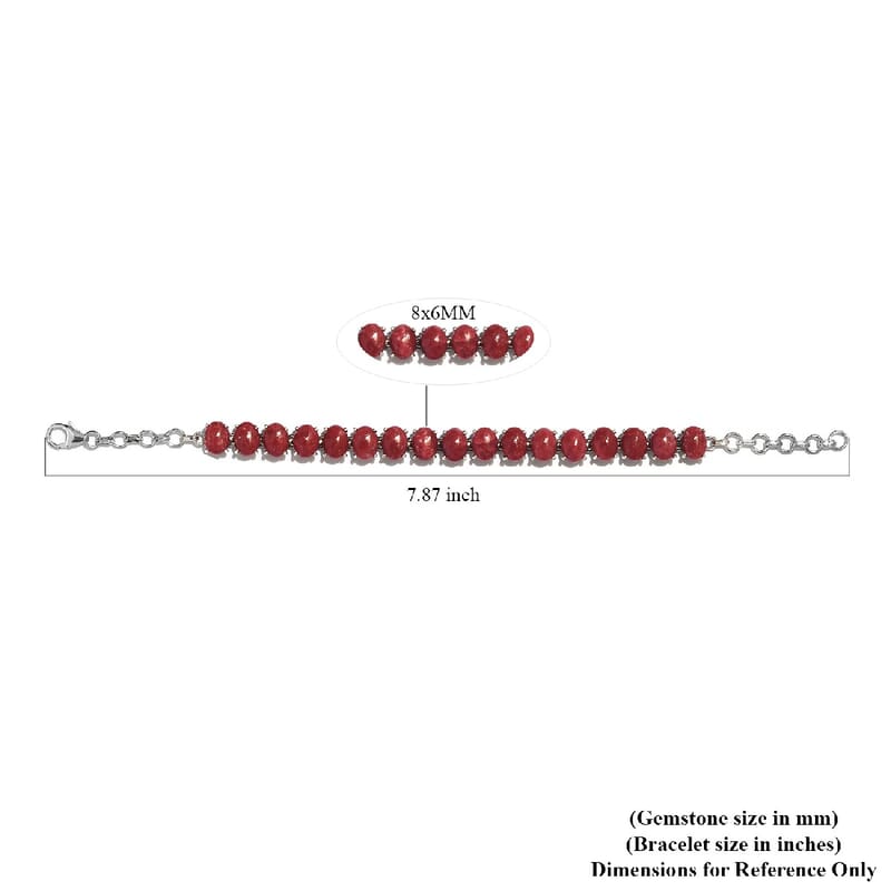 Norwegian Thulite Bracelet in Platinum Over Sterling Silver (7.25 In) 8.75 Grams 25.75 ctw