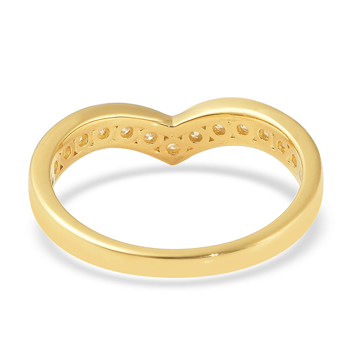 Moissanite Wishbone Ring in Vermeil Yellow Gold Over Sterling Silver (Size 10.0) 0.40 ctw