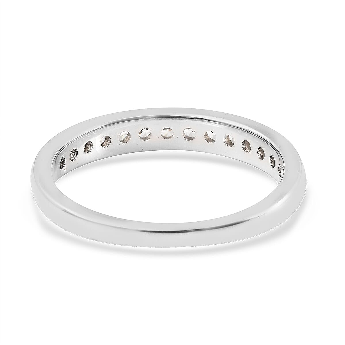 Moissanite VS EF Half Eternity Band Ring in Rhodium Over Sterling Silver (Size 11.0) 0.40 ctw