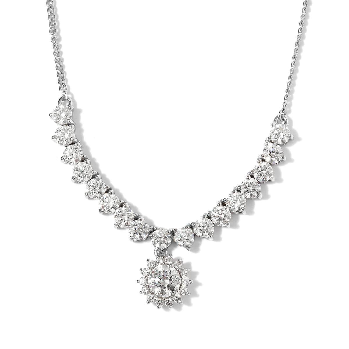 Lustro Stella Made with Finest CZ Necklace 18 Inches in Platinum Over Sterling Silver 11.60 ctw image number 0
