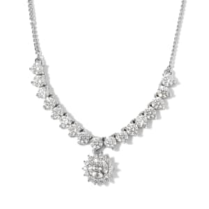 Lustro Stella Made with Finest CZ Necklace 18 Inches in Platinum Over Sterling Silver 11.60 ctw