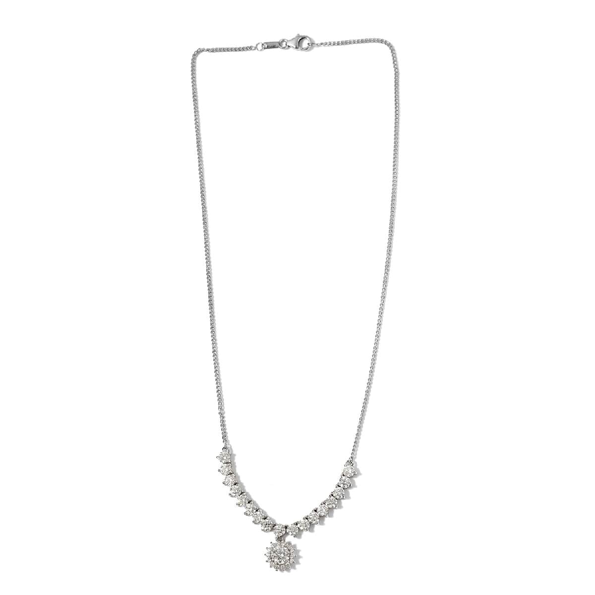 Lustro Stella Made with Finest CZ Necklace 18 Inches in Platinum Over Sterling Silver 11.60 ctw image number 3