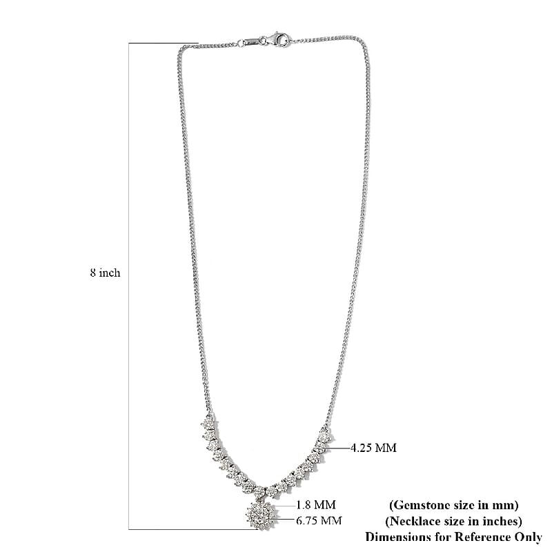 Lustro Stella Made with Finest CZ Necklace 18 Inches in Platinum Over Sterling Silver 11.60 ctw