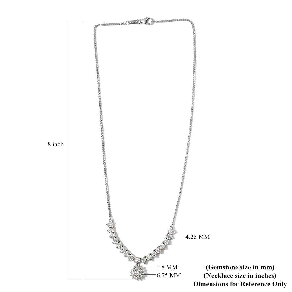 Lustro Stella Made with Finest CZ Necklace 18 Inches in Platinum Over Sterling Silver 11.60 ctw image number 5