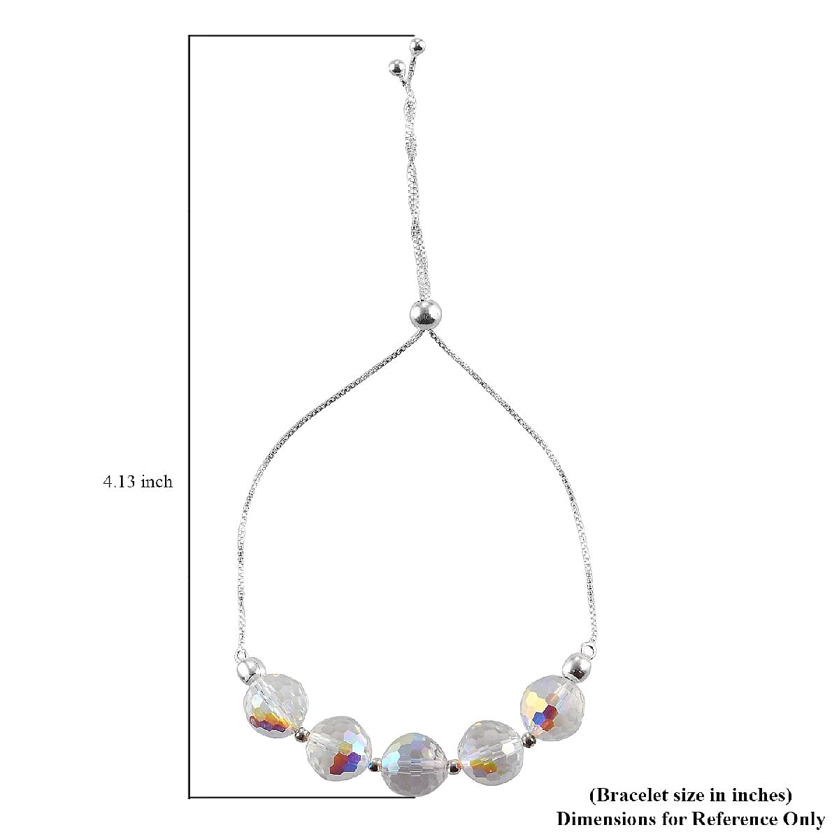 Aurora Borealis Crystal Bolo Bracelet in Sterling Silver