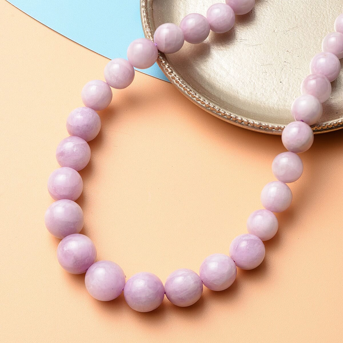 Kunzite Beads Necklace , Beaded Necklace , 14K Rose Gold Over Sterling Silver Necklace , 20 Inch Necklace 430.00 ctw image number 1