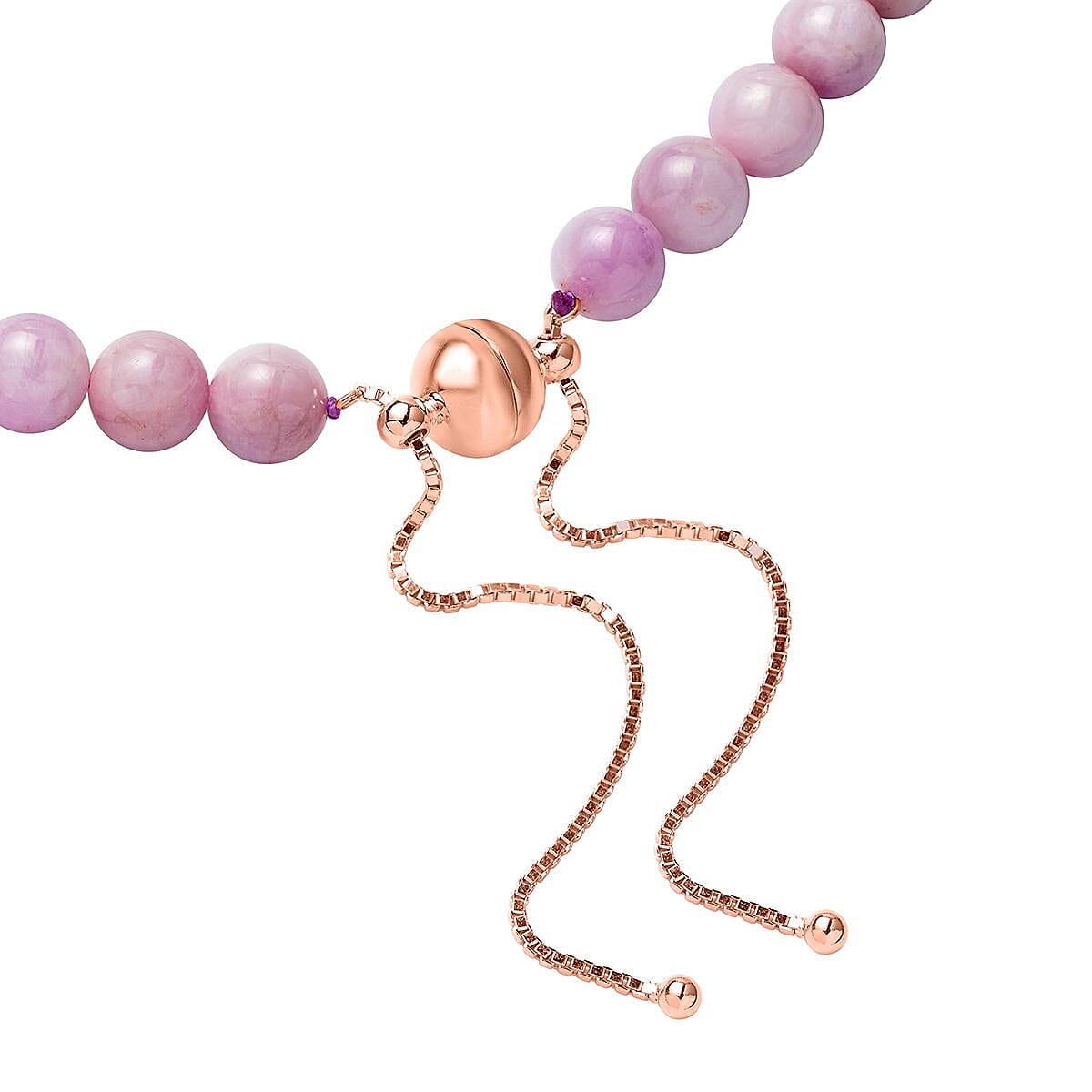 Kunzite Beads Necklace , Beaded Necklace , 14K Rose Gold Over Sterling Silver Necklace , 20 Inch Necklace 430.00 ctw image number 3