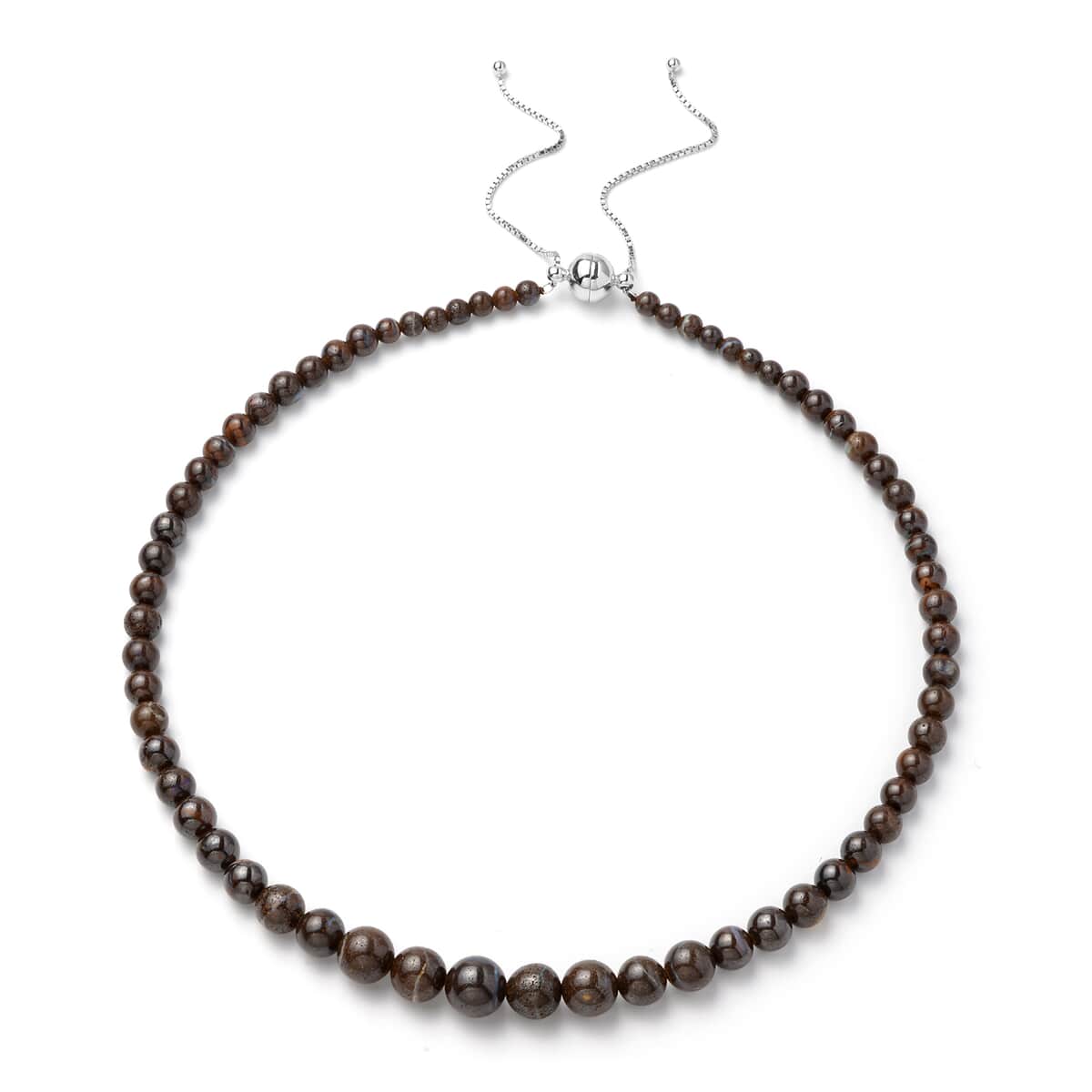 Boulder Opal Triplet 4-12mm Beaded Necklace 18-22 Inches in Rhodium Over Sterling Silver 199.50 ctw image number 0