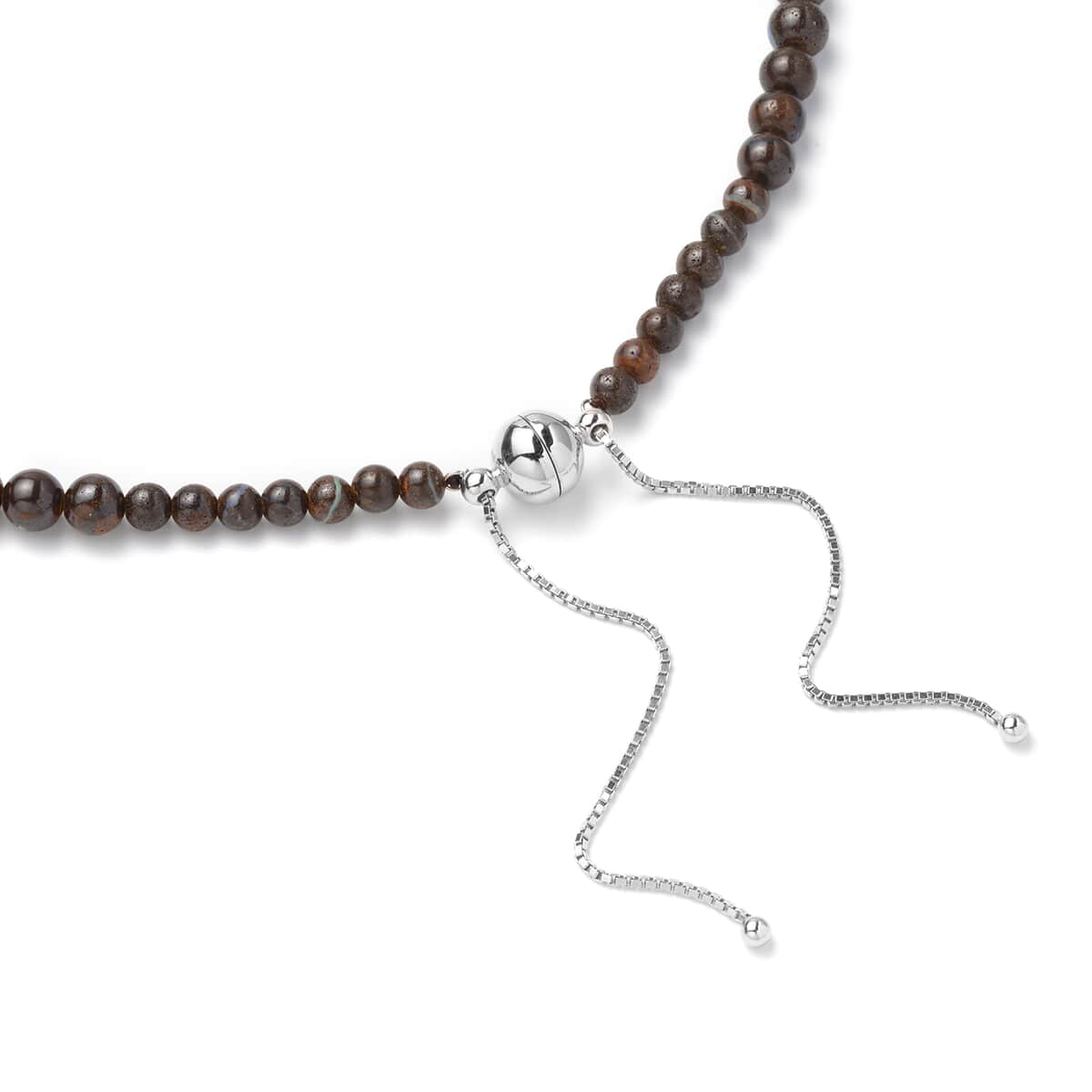 Boulder Opal Triplet 4-12mm Beaded Necklace 18-22 Inches in Rhodium Over Sterling Silver 199.50 ctw image number 3