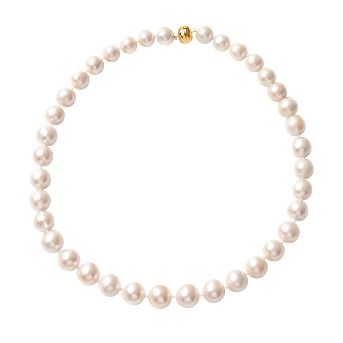 White Edison Pearl Necklace , 10K Yellow Gold Necklace , 18 Inch Necklace , Pearl Beads Necklace image number 0