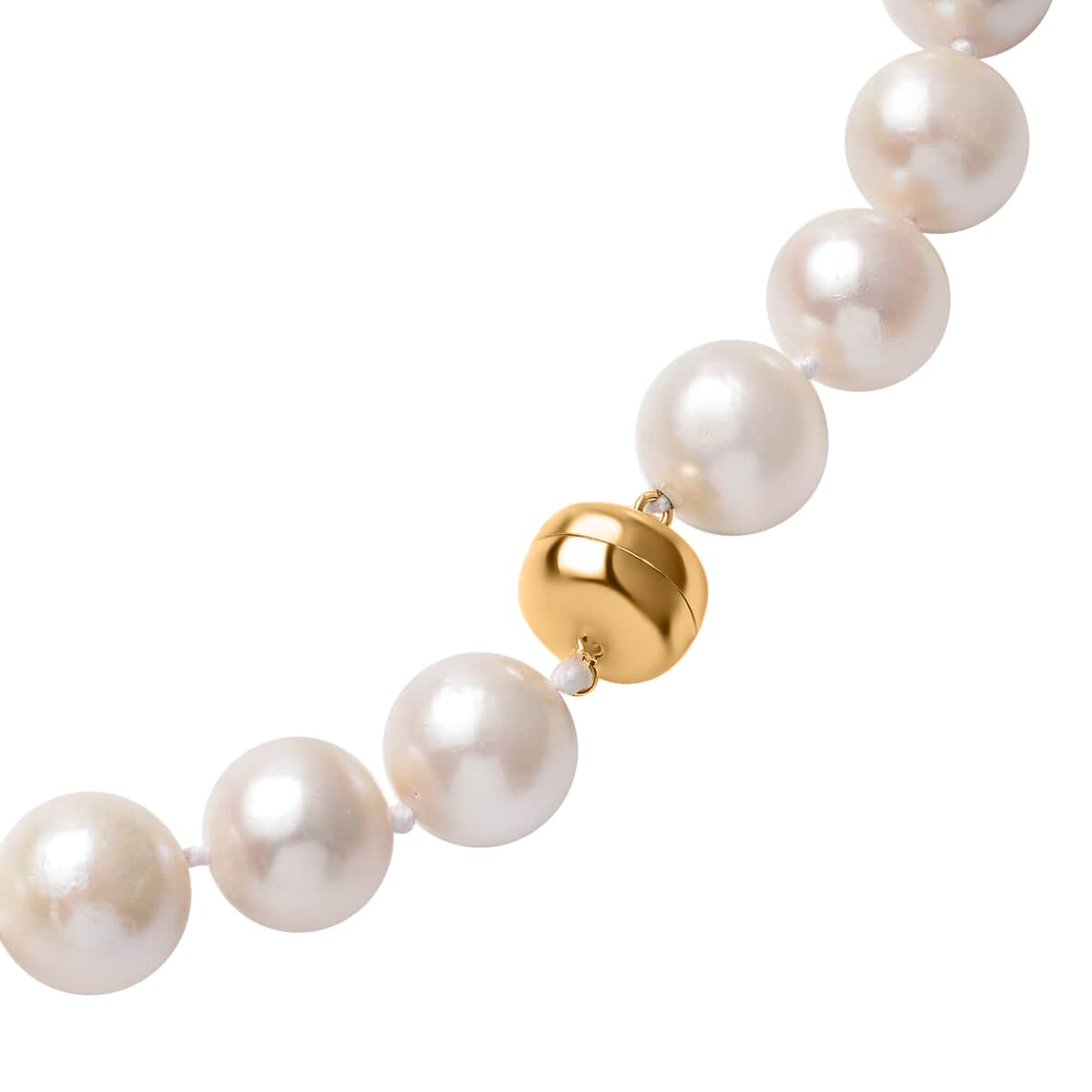 White Edison Pearl Necklace , 10K Yellow Gold Necklace , 18 Inch Necklace , Pearl Beads Necklace image number 3