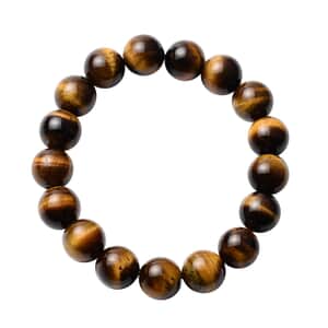 Premium Yellow Tiger Eye 237.50 ctw Beaded Stretch Bracelet, Adjustable Beads Bracelet, Tiger Eye Bead Jewelry