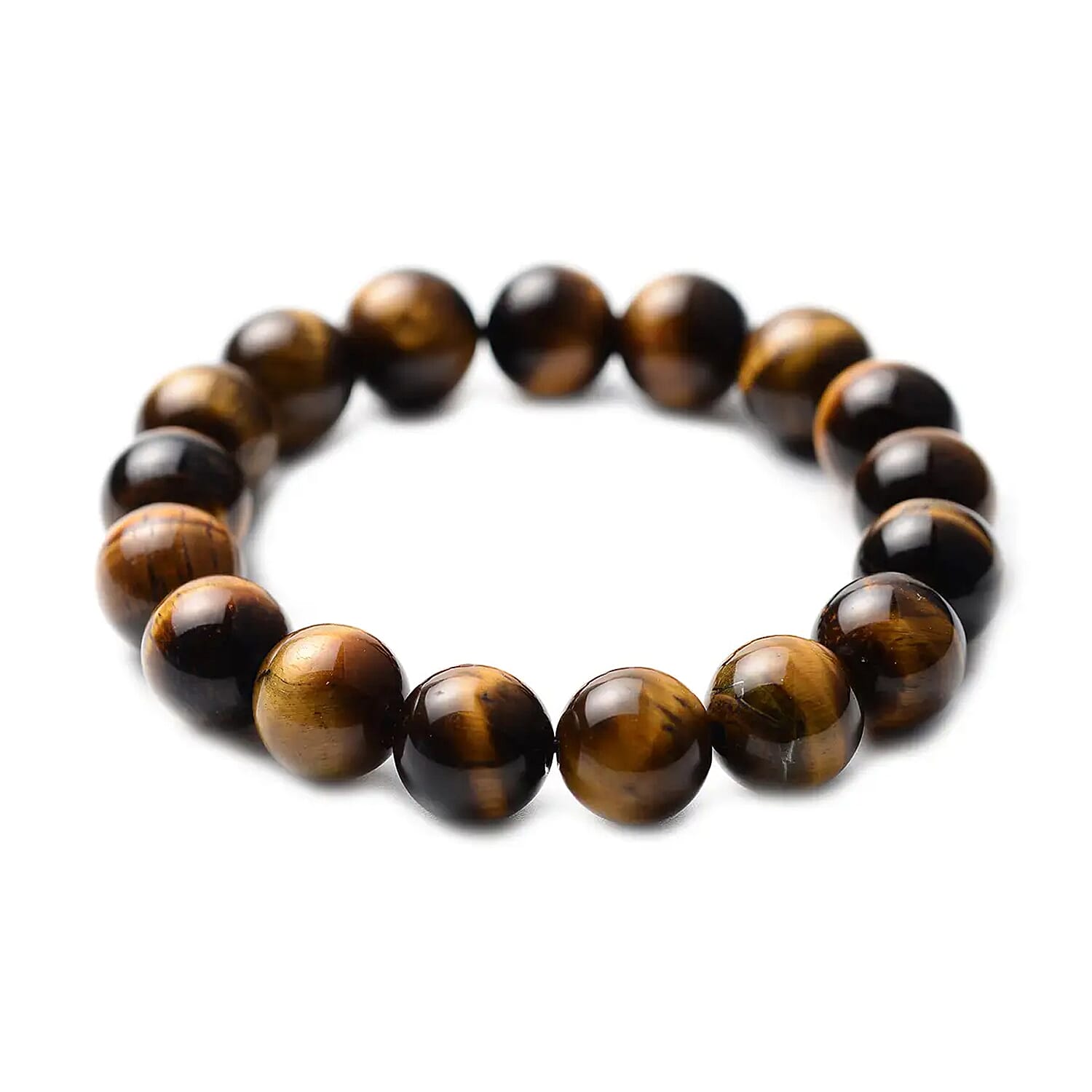 Premium Yellow Tiger Eye 237.50 ctw Beaded Stretch Bracelet, Adjustable Beads Bracelet, Tiger Eye Bead Jewelry