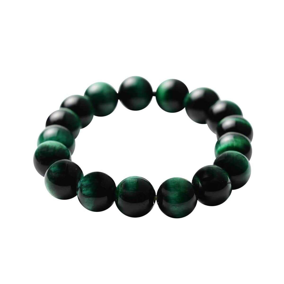 Premium Green Tiger Eye Beaded Stretch Bracelet, Adjustable Beads Bracelet, Tiger Eye Bead Jewelry 234.50 ctw image number 0