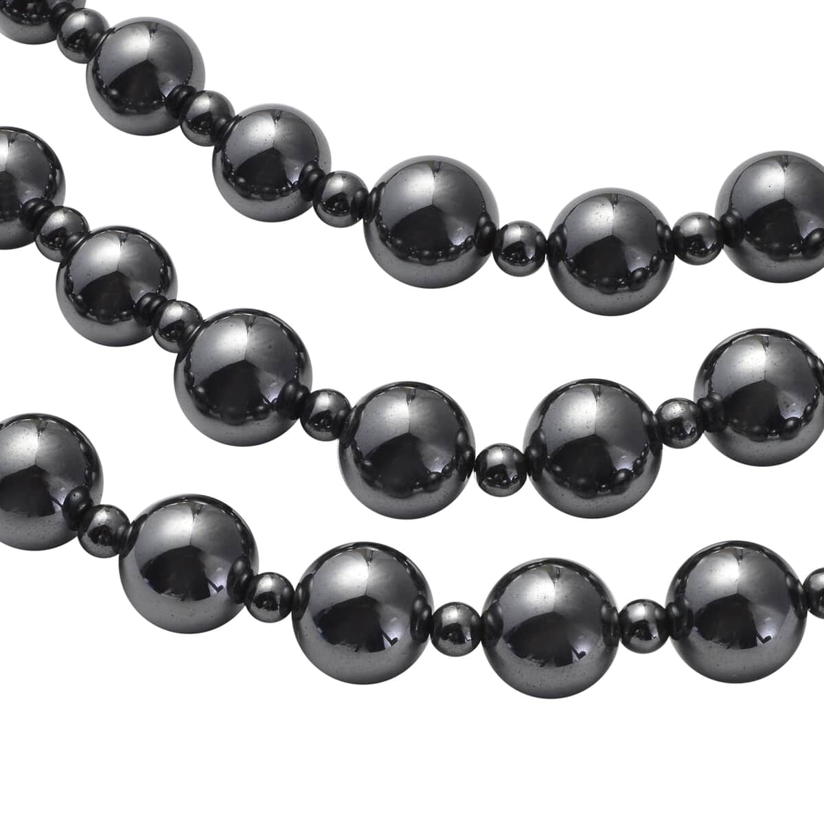 Hematite Beaded Layered Necklace 20 Inches in Silvertone image number 2