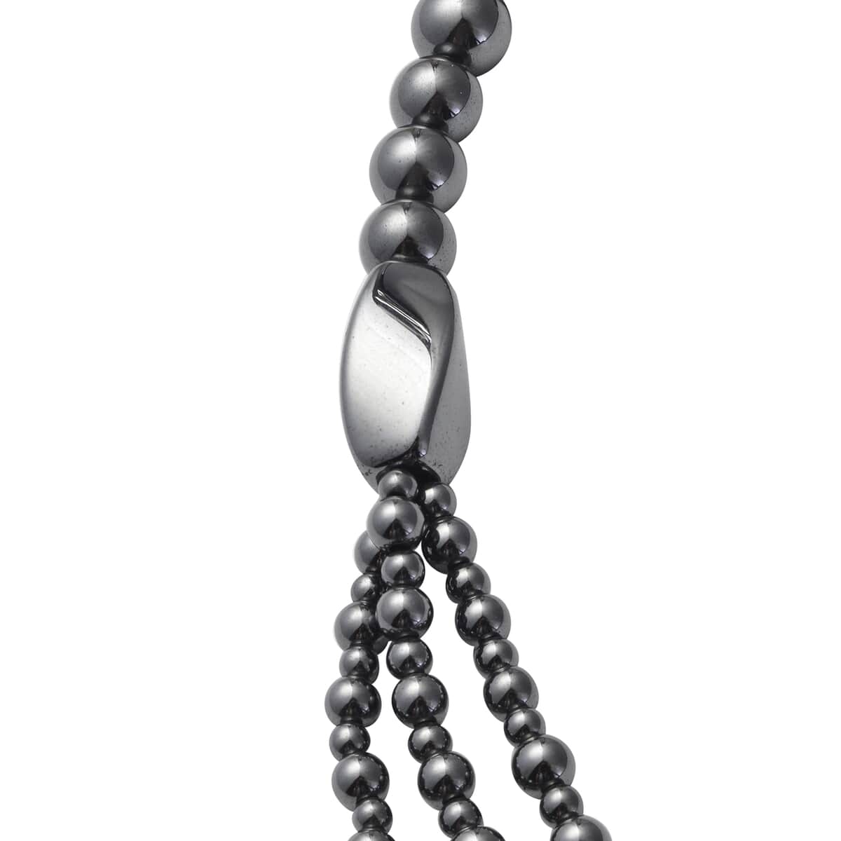 Hematite Beaded Layered Necklace 20 Inches in Silvertone image number 3