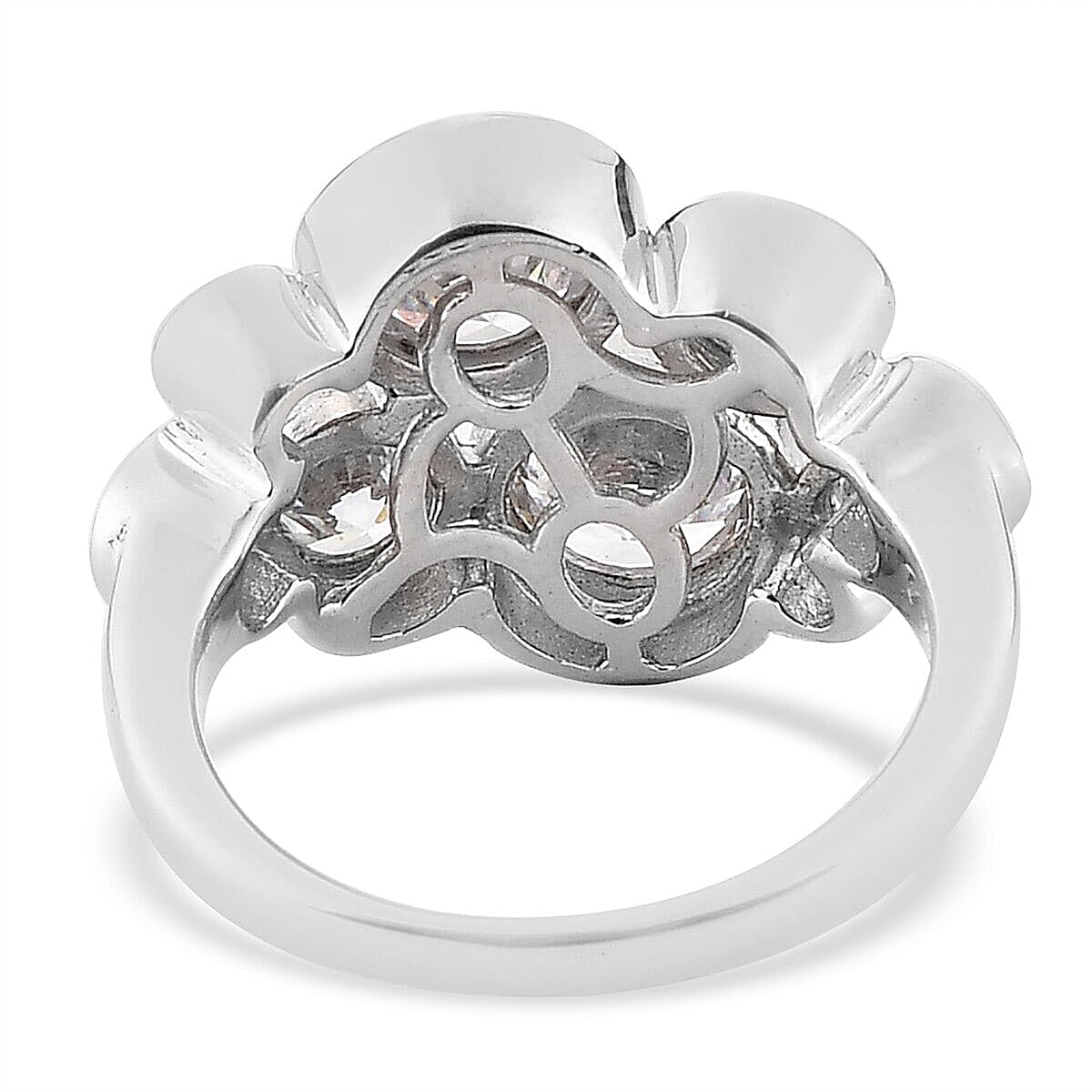 Lustro Stella Made with Finest CZ Bubble Cocktail Ring in Platinum Over Sterling Silver (Size 10.0) 5.00 ctw