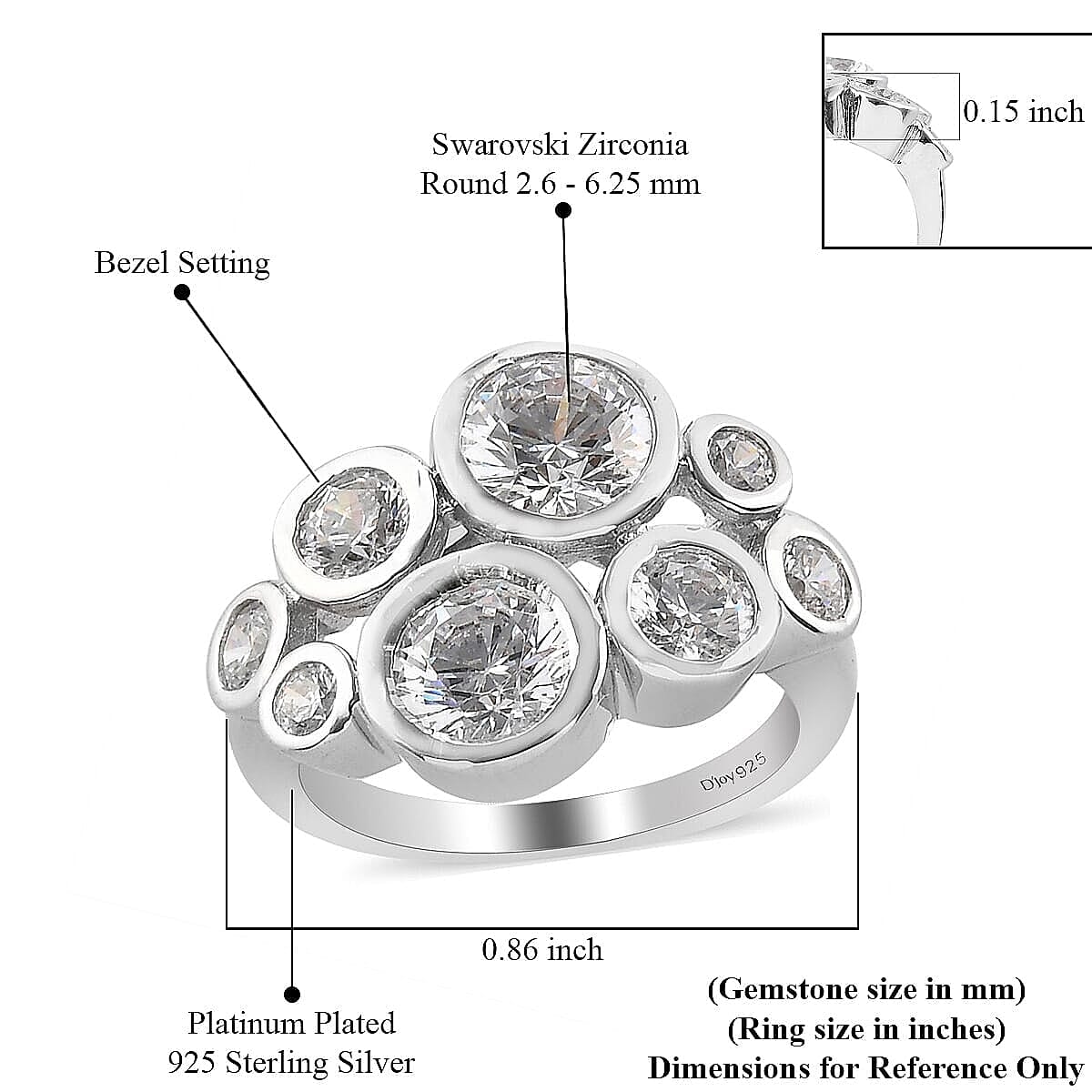 Lustro Stella Made with Finest CZ Bubble Cocktail Ring in Platinum Over Sterling Silver (Size 10.0) 5.00 ctw