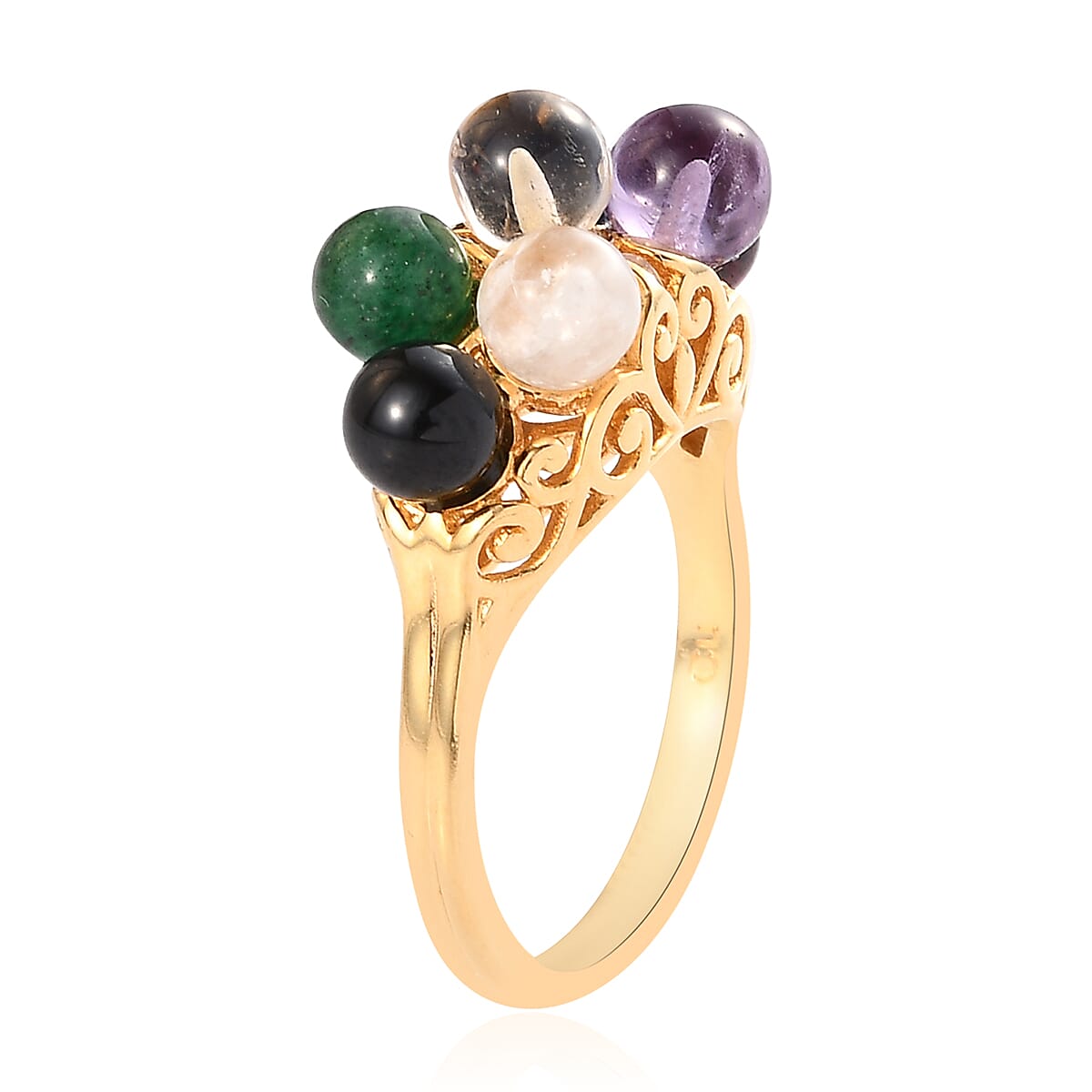 Multi Gemstone 7 Stone Look Ring in 14K YG Over Copper (Size 6.0) 7.00 ctw