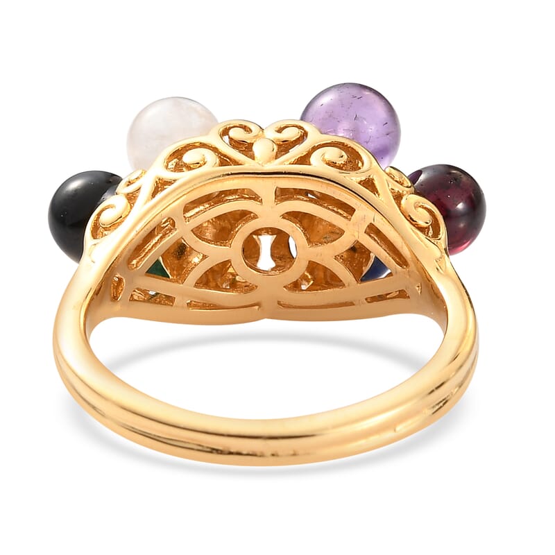Multi Gemstone 7 Stone Look Ring in 14K YG Over Copper (Size 6.0) 7.00 ctw