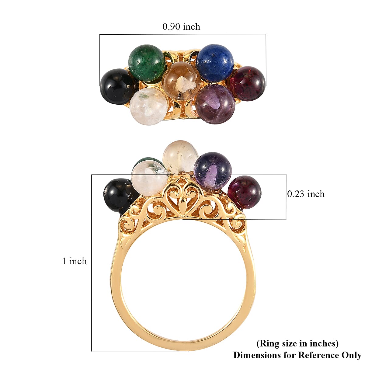 Multi Gemstone 7 Stone Look Ring in 14K YG Over Copper (Size 6.0) 7.00 ctw